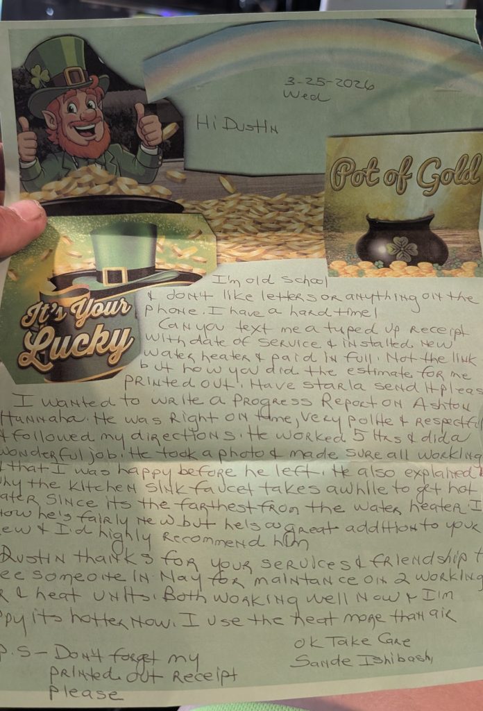 letter from happy customer